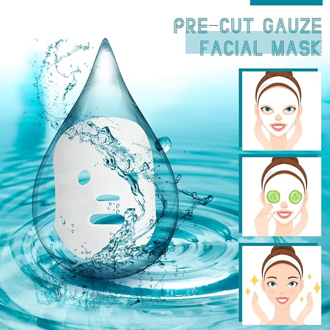 Maitys 150 Pieces Pre-cut Gauze Facial Cotton Beauty Face Pads Gauze Skin Care High Frequency for Facial Spa(8 x 10 Inch,Round Face Style)