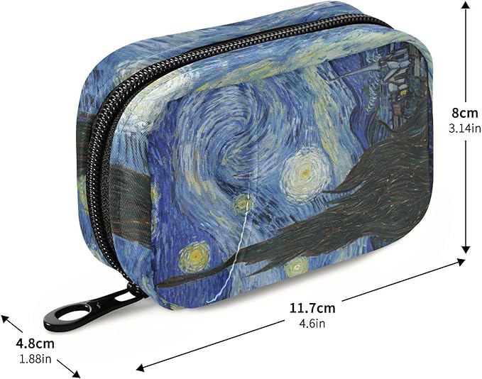 Vangogh Starry Night Travel Pill Organizer Weekly Small (Cute) Pill Box 7 Day Pill Case Vitamin Holder Pill Bottle Organizer
