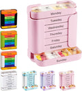 7-Day Weekly Medication Organizer - Stay on Track Medication Organizer with 7 Stackable Compartments, Four Times-a-Day (Morning, Noon, Evening, Bedtime) for Organized Pill Taking (Pink)