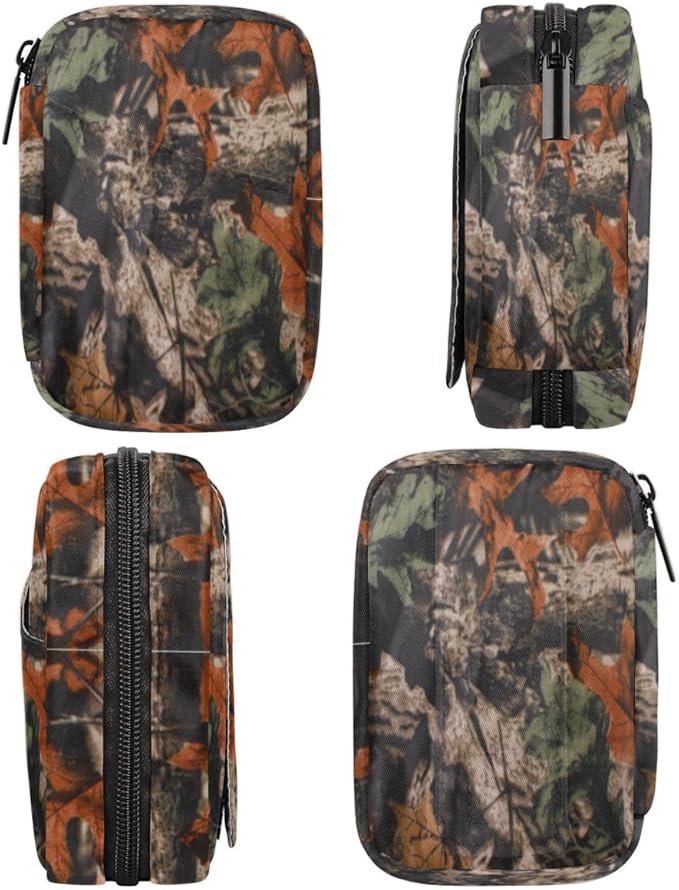 Forest Tree Camo Camouflage Pill Box Small Pill Travel Organizer 7 Day Weekly Medicine Pill Case Cute Compact Size Vitamin Container Pill Bottle Portable Pill Holder Bag with Zipper
