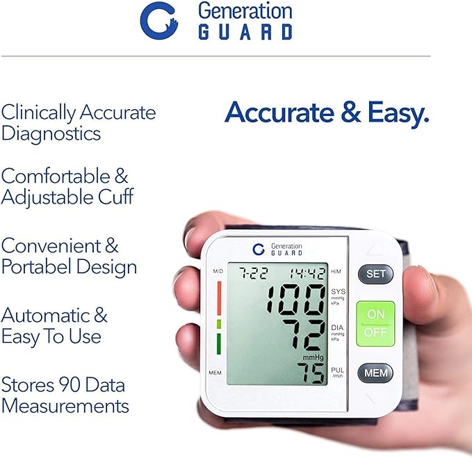 Electronic Wrist BP Monitor - Blood Pressure Wrist Cuff for Home Use - with Carrying Case - GM-500W
