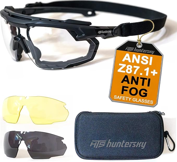 HTS HUNTERSKY Ballistic Tactical Shooting Glasses ANSI Z87+ UV400 Protective Eyewear