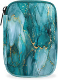 Abstract Teal Ink Marble Travel Pill Organizer Box Weekly Portable Pill Case Daily Pills 7 Day Small Birth Control Pills Container Removable Compartments for Medicine Vitamins Fish Oil