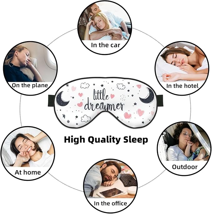 Little Dreamer Sleep Mask Moon Cloud Eye Mask with Adjustable Strap Eye Sleep Shade Cover Blocks Light for Women Men Airplane Travel Nap