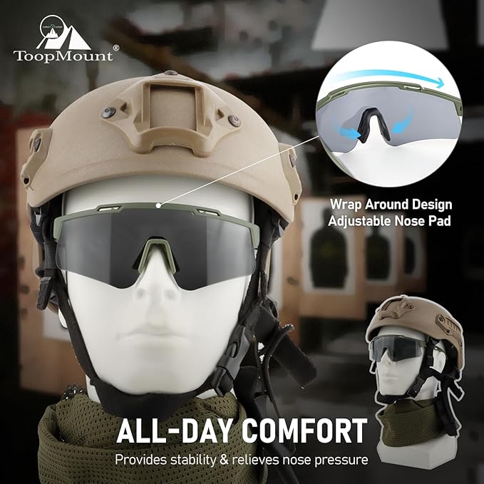 Tactical Eyewear Anti Fog, ANSI Z87.1 Sports Glasses with 3 Interchangeable Lens UV400 Protection Airsoft Goggle