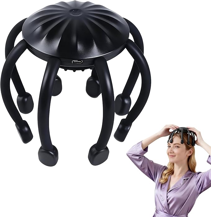 Electric Scalp Massager, 360° Octopus Head Massager Automatic 4 Modes Scalp Stress Relax Device-8 Heads
