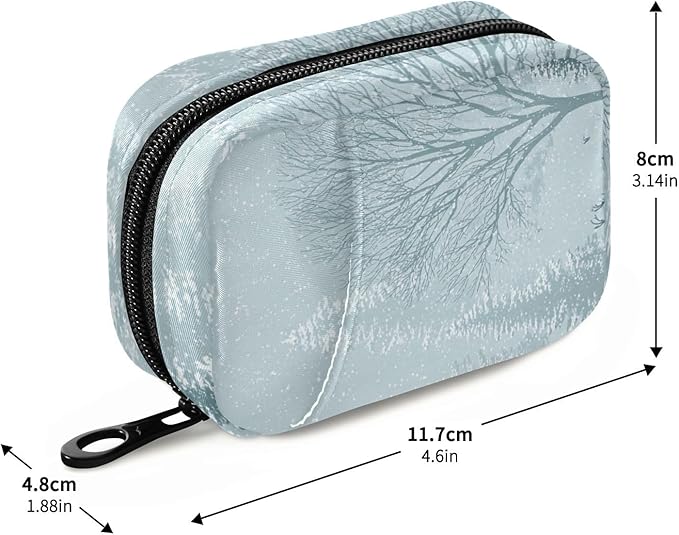 Snowflake Trees and Reindeer Travel Pill Organizer Case Box Container Weekly Portable Vitamin Medicine Holder Storage Bag with Zipper Removable