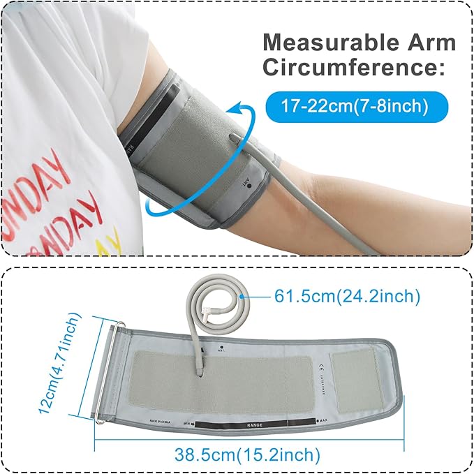 Y003C1 Small Blood Pressure Cuff for 7 to 9 Inch Arm Circumference, Adjustable Pediatric Child Blood Pressure Cuff for Home Use, with Connectors Compatible with Most Monitors