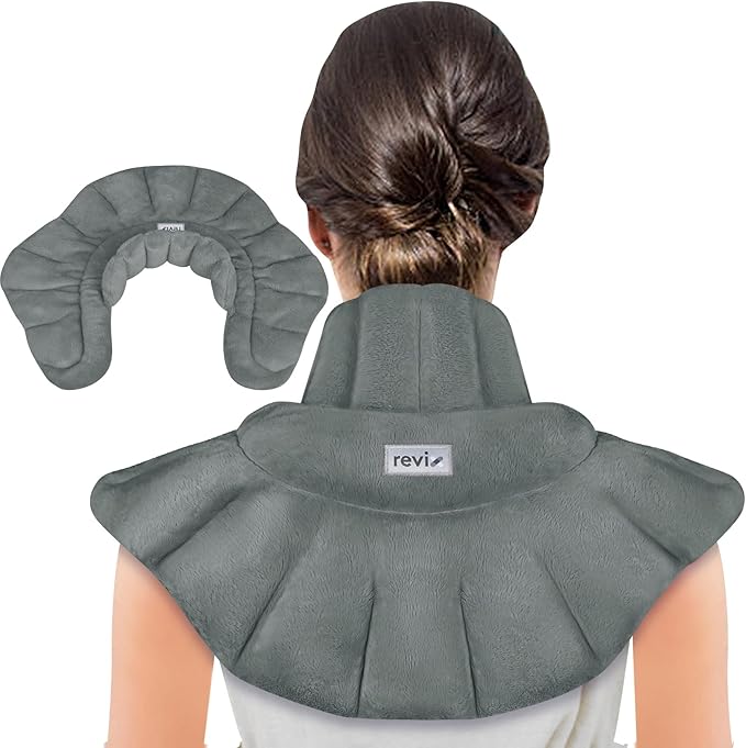 REVIX Microwave Heating Pad for Neck Shoulders with Moist Heat, Heated Neck Wrap for Muscle Tension and Discomfort, Weighted Microwavable Heating Pad for Multiple Body Parts, Scented, Darkgray