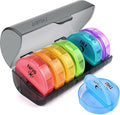 Daily Pill Organizer (Twice-a-Day) - Weekly AM/PM Pill Box, Round Medicine Organizer, 7 Day Pill Container, Vitamin Organizer for Vitamin Fish Oils Supplement
