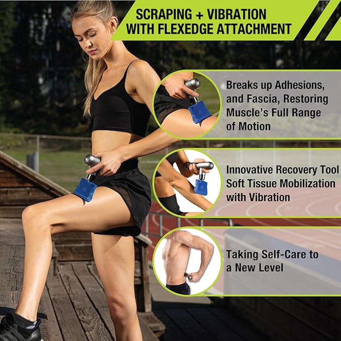 Pro-Tec Athletics Force Mini 2.0 Massage Gun w/FlexEdge® Attachment + 3 More (4 Total), Handheld Vibrating Soft Tissue Mobilizer, Percussion Muscle Scraper, Whole Body Muscle Relaxation, 5 Speeds