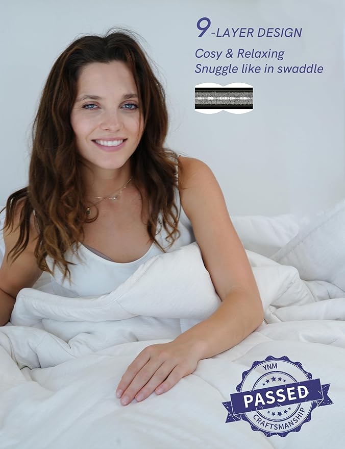 YnM Weighted Blanket Queen 15lbs, The Heavy Oversized Weighted Comforter, Warm & Fluffy Throw (Neutral Beige, 15lbs, 90" Lx90 W)