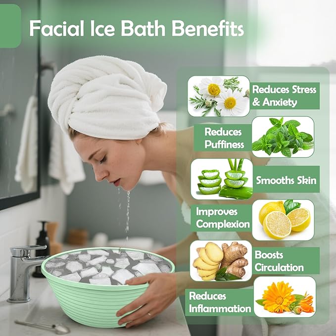 XANGNIER Face Bowl for Ice – Collapsible Silicone Facial Ice Bath Bowl for Cold Plunge Therapy, Skin Tightening & Acne Relief – Portable Spa Tool for Home & Travel, Green