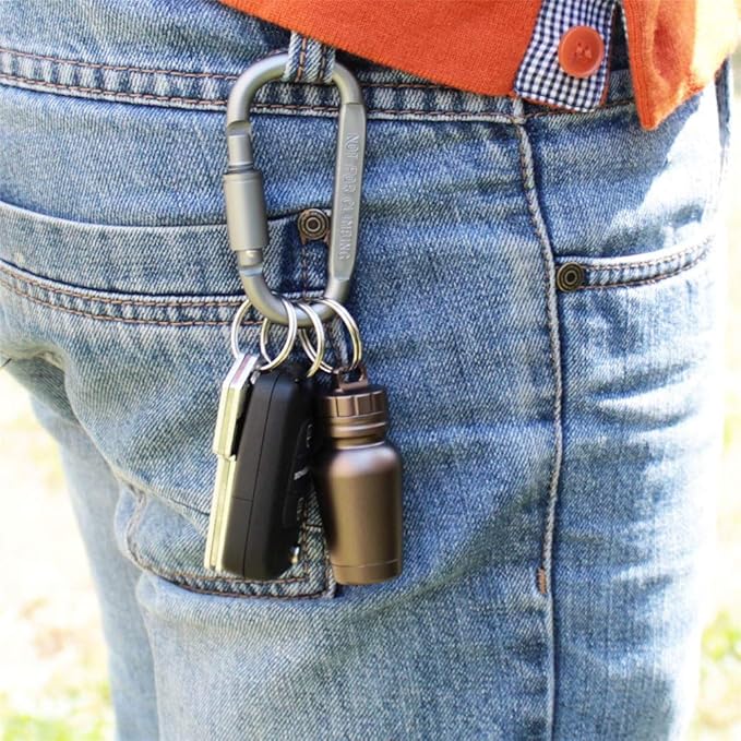 Waterproof Aluminum Pill Holder with Keychain Outdoor Medicine Bottle Seal First Aid Drug Holder