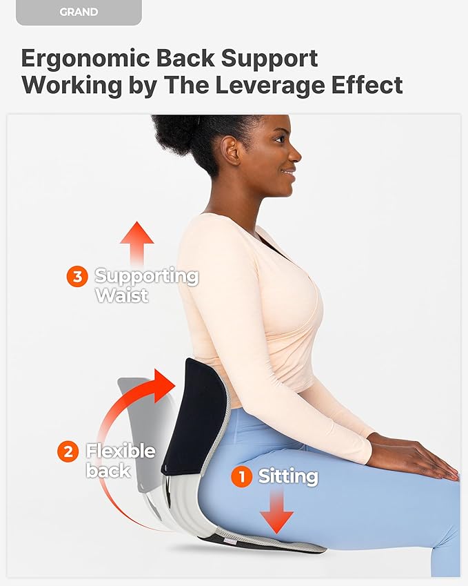 curble Grand(Extra Wide&Sturdy) Cover Set – Ergonomic Back Support Chair with Detachable Cover, Lumbar Support for Posture Correction & Lower Back Pain Relief, Perfect for Home & Office(Set Grey)
