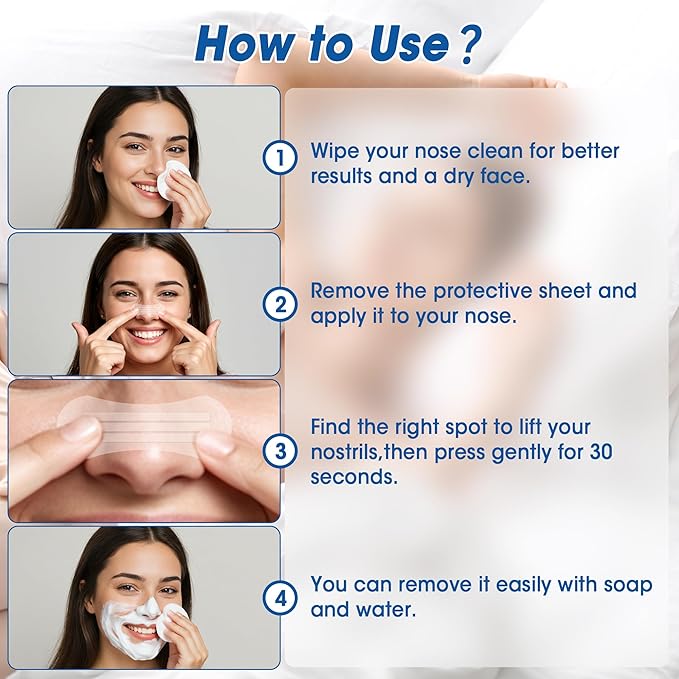 Nasal Strips for Snoring,Extra Breathing Nose Strips,Reduce Snoring Aids for Men & Women,Oil & Sweat Proof,Help Improves Sleep and Sports,Universal Fit (Clear, 60Pcs)