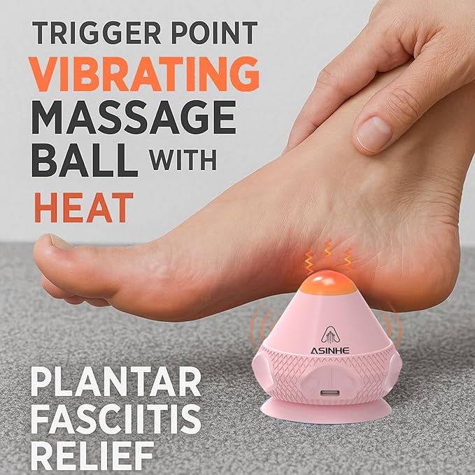 VibeHeat Mini – Heated Vibrating Massage Ball with Suction Base, 2 Heat & 2 Vibration Modes, Deep Tissue Trigger Point Massager for Back, Neck, Feet, Muscle Relief