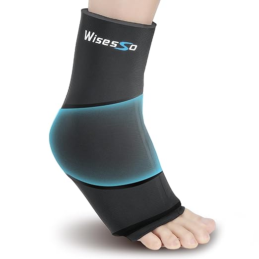 Ankle Ice Pack Wrap, Achilles Tendonitis Brace for Hot & Cold Compress, Resuable Ankle Ice Pack for Injuries, Swelling, Plantar Fasciitis, Sprained, Pain Relief (Black, 1 Pack)