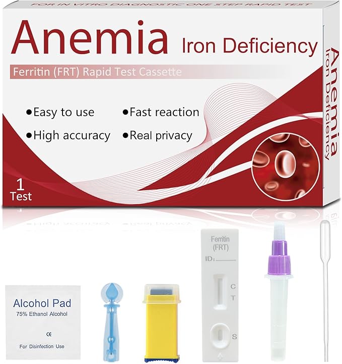 Iron Deficiency Test Kit – Accurate & Easy at-Home Iron Test to Monitor Iron Levels, Ferritin Rapid Test for Children & Adults – ONE Test