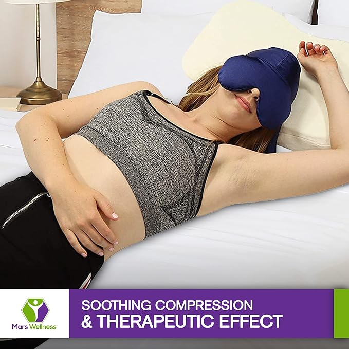 Sinus Pressure & Migraine Headache Relief Cap and Eye Wrap - Deep Penetrating Herbal Ice hat for Hot or Cold Sinus Pain Relief - 2 Pack