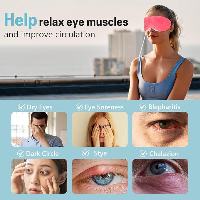 Aurya Heated Eye Mask for Dry Eyes, Warm Eye Compress Mask with Temp & Timer Setting, Eye Heating Pad for Blepharitis, MGD, Migraine, Stye, Chalazion Alleviation, Medium (8.85×3.35 in)