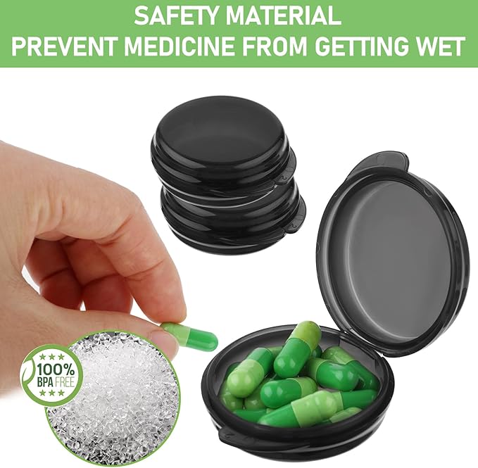 3PCS Small Pill Box, Travel Round Pill Case, Portable Medicine Pill Container Holder, Daily Mini Pill Organizer for Purse Pocket to Hold Vitamin Medication Fish Oil Supplement