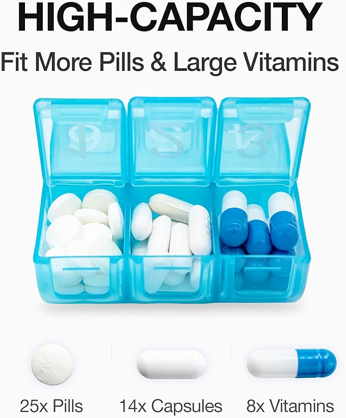 e-Pill 6 Times a Day 7 Day Weekly Pill Organizer – Large Capacity Rainbow Multicolor Pill Box for Vitamins & Medication