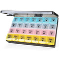 Monthly Pill Organizer 28 Day, 4 Weeks Pill Box 7 Day, XL Weekly Medicine Organizer for Vitamins, Fish Oil, Supplements (Multicolor+Black)