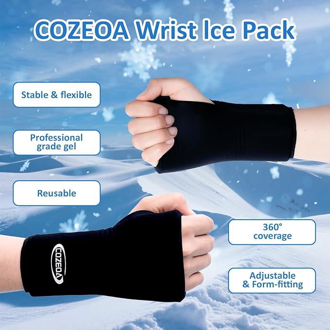 Wearable Thumb Wrist Ice Pack for Pain Relief, Reusable Soft Gel Ice Pack, for Injuries Surgery Recovery Hot Cold Compress Therapy for Carpal Tunnel Tendonitis Swelling Arthritis