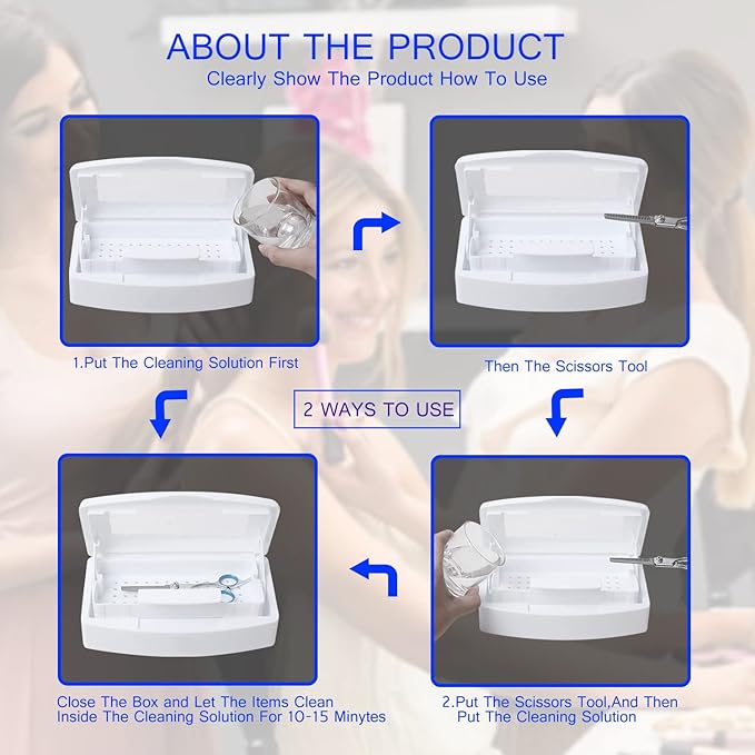 Plastic Sterilizing Tray-Sterilization Tray,Clean Sterilizer Box Storage Organizer for Nail,Tweezers,Hair Salon,Spa & Cutter Manicure Equipment-Clear Lid (Thickened - white)