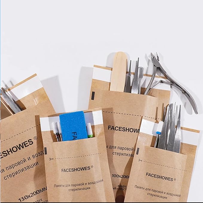 100 PCS 3.9x7.9" Self Seal Sterilization Pouch,Dental Sterilization Bags for Dental Tools,Nail Toolkits Cleaning Tools 1 Box of Paper Blue Film(100PCS 3.9x7.9"）