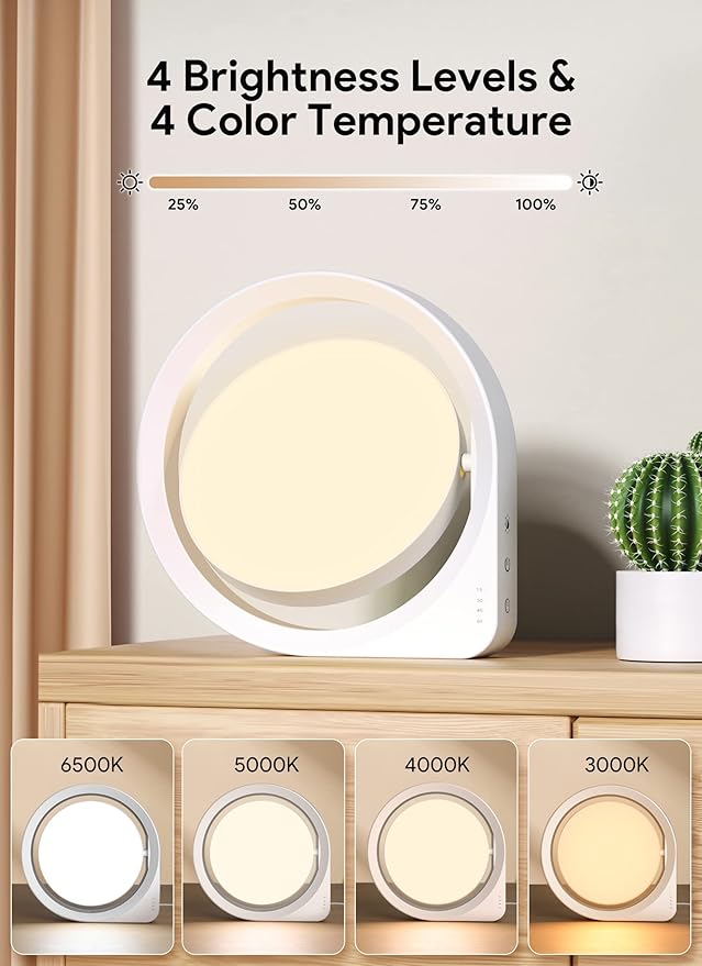 MediAcous 11000Lux Sunlight Lamp, 4 Brightness Levels & Color Temperature & Timer, Daylight Lamp with Memory Function for Home/Office/Decoration