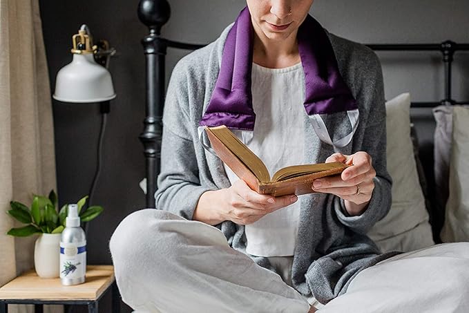 Victoria's Lavender Microwavable Neck Heating Pad – Extra Long Aromatherapy Wrap for Men & Women, Buds of Lavender Neck Wrap with Flax Seeds, Heated Neck Wrap, Relaxing Spa Gift Set Idea, Made in USA
