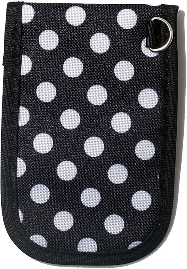 DQL faraday key fob protector, key fob signal blocker, faraday pouch, faraday bag for key fob, key signal blocker (Polka Dots)