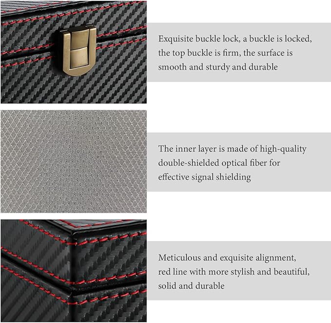 Faraday Box for Car Keys, Carbon Fiber Key Fob Protector RFID Signal Blocking Box, Anti-Theft Shielding Cage Signal Blocker for Keyless Fobs Phones, Car Accessories