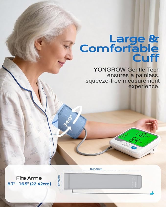 Blood Pressure Monitor for Home Use, Automatic Upper Arm Blood Pressure Machine with Adjustable 8.7"-16.5" Cuff, Large 4.3" Backlit Display, 2 Users x 99 Memory