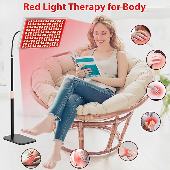 Red Light Therapy for Body and Face, Infrared Light Therapy Lamp 660nm Red Light and 850nm NIR LED Panel Light with Adjustable Stand, Infrared Redlight Therapy Device for Body Use at Home/Office/Gym
