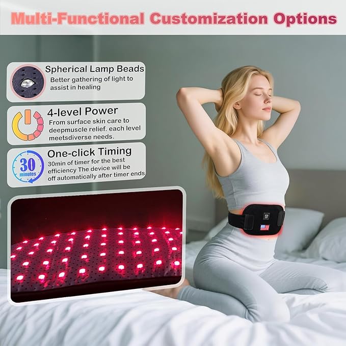Red-Light-Therapy-for-Body,2025 Upgraded 4 Modes Near Infrared Light for Body Pain Relief,High-Efficiency Spherical Lamp Dual-Wave(660nm & 850nm) LEDs,Multi-Mode Customization (12" x 6")