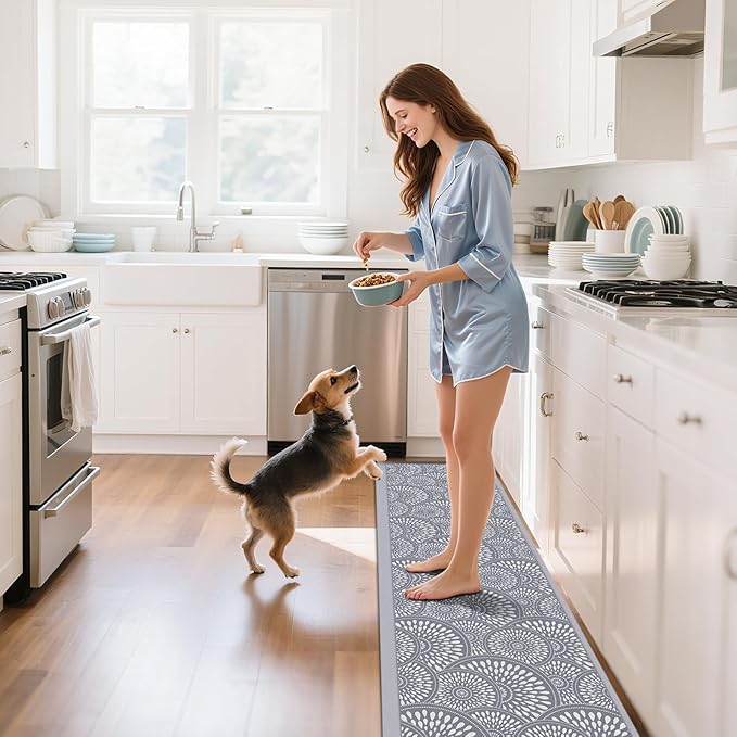 Mattitude 4/5 Inch Kitchen Mat, 24x70in Heavy Duty Ergonomic Comfort Foam Standing Desk Mat, Waterproof Non-Slip Standing Mats and Rugs for Kitchen, Office, Grey