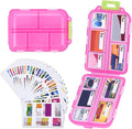 Large Travel Pill Organizer with Medicine Labels, 10 Compartments Travel Pill Box Medicine Organizer Purse Pill Case Daily Pill Container (Pink, 189 Lables)