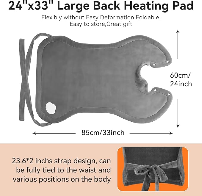 Electric Heating Pad for Neck and Shoulders Back Heating Pad with 9 Heat Levels Auto Timer Portable Heat Wrap for Neck Shoulder Back for Women/Men Relaxing Grey