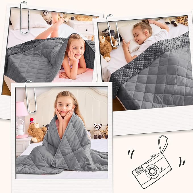 Grey Weighted Blanket Kids 10lbs, 40"x60", Breathable Cooling Minky Heavy Throw Blanket for 80-120lbs, Soft Winter Thick Big Blankets Weighted Comforter Gift for Sleeping