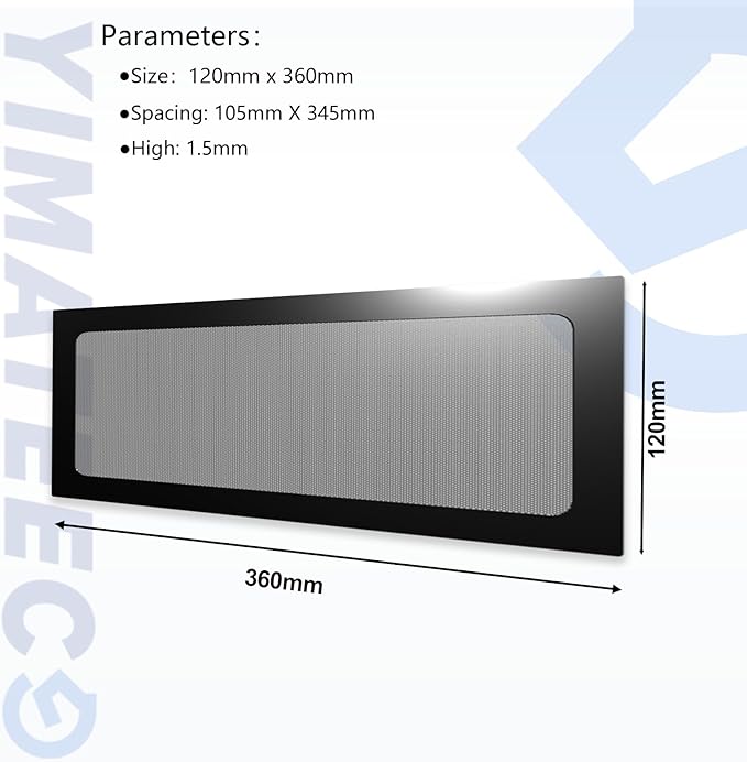 Dust Filter PC 360mm x 120 mm Magnetic Fan Dust Mesh Filter for Computer Cooler Fan/PSU/Routers, PVC 50 Mesh PC Case Screen Dustproof Vent Filter Cover Fan Grills (PVC, 120 * 360mm, 4pcs, Black)