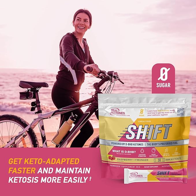 Real Ketones BHB Exogenous Ketones Drink Mix Packets | Electrolytes Powder Packets No Sugar, 4 Main Fasting Electrolytes Plus Hydrating Patented Keto BHB - 30 Count Raspberry Lemonade