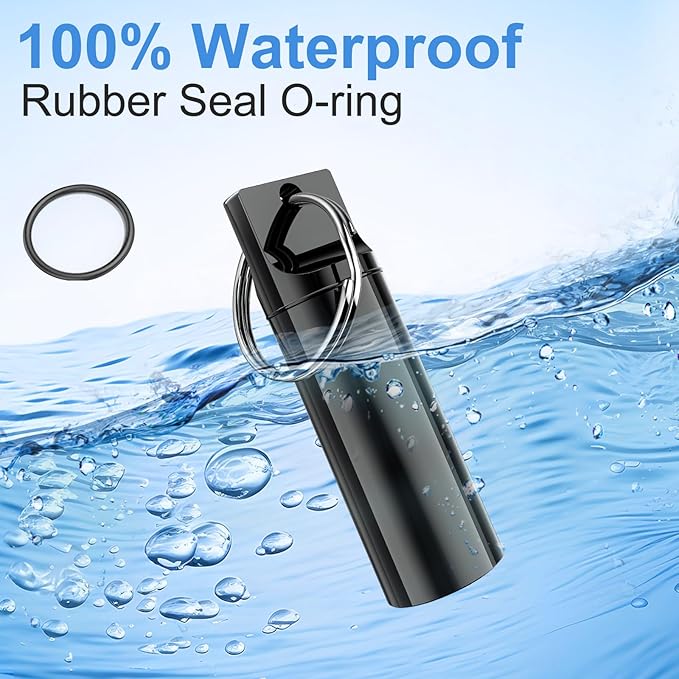 5 Pack Keychain Pill Holder, Portable Pill Organizer Small Pill Case for Purse, Waterproof Metal Pills Case Pill Keychain Container for Outdoor Camping Travel