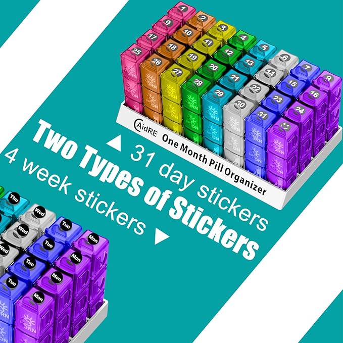 Monthly Pill Organizer 31 Day 3 Times a Day – One Month Pill Box for Medications, Fish Oil, Vitamins & Supplements – 30 Day Daily Pill Case Organizer