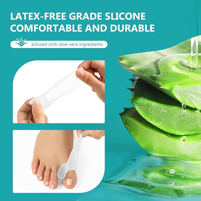 Bunion Cushion Protector, 10 Packs of Bunion Corrector Pads with Separator for Big Toe, Gel Shield for Foot Pain Relief, Calluses, Corns - White