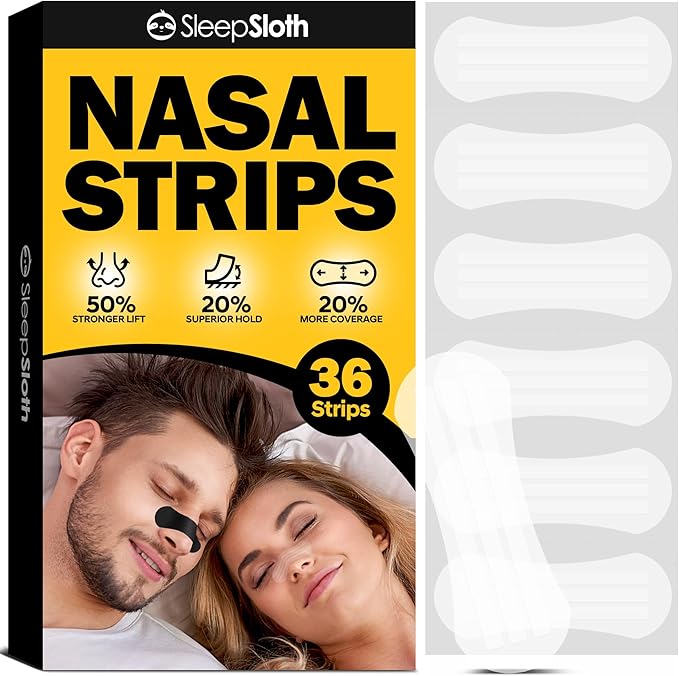 Nasal Strips for Snoring (36 Count), Extra Strength Nose Strips for Breathing, Anti Snoring Nasal Strips for Sleeping, Congestion Relief for Colds & Allergies, Sensitive Skin, Clear