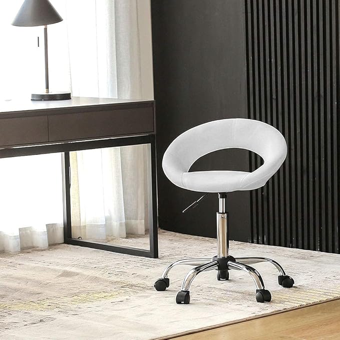 DUHOME Adjustable Swivel Work Stool Task Chairs,White Massage Salon Home Office Facial Spa Medical Chair Stool Backrest Cushion & Wheels