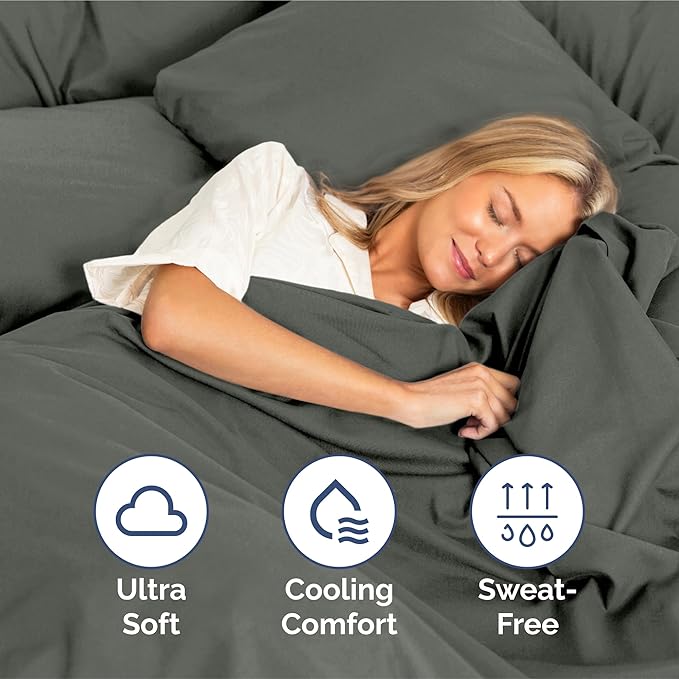 Split King Size 5 Piece Sheet Set - Extra Soft, Breathable And Cooling Sheets - Hotel Luxury Bed Sheets for Women And Men - Deep Pockets, Easy-Fit & Wrinkle-Free - Dark Slate Grey Oeko-Tex Bed Sheets